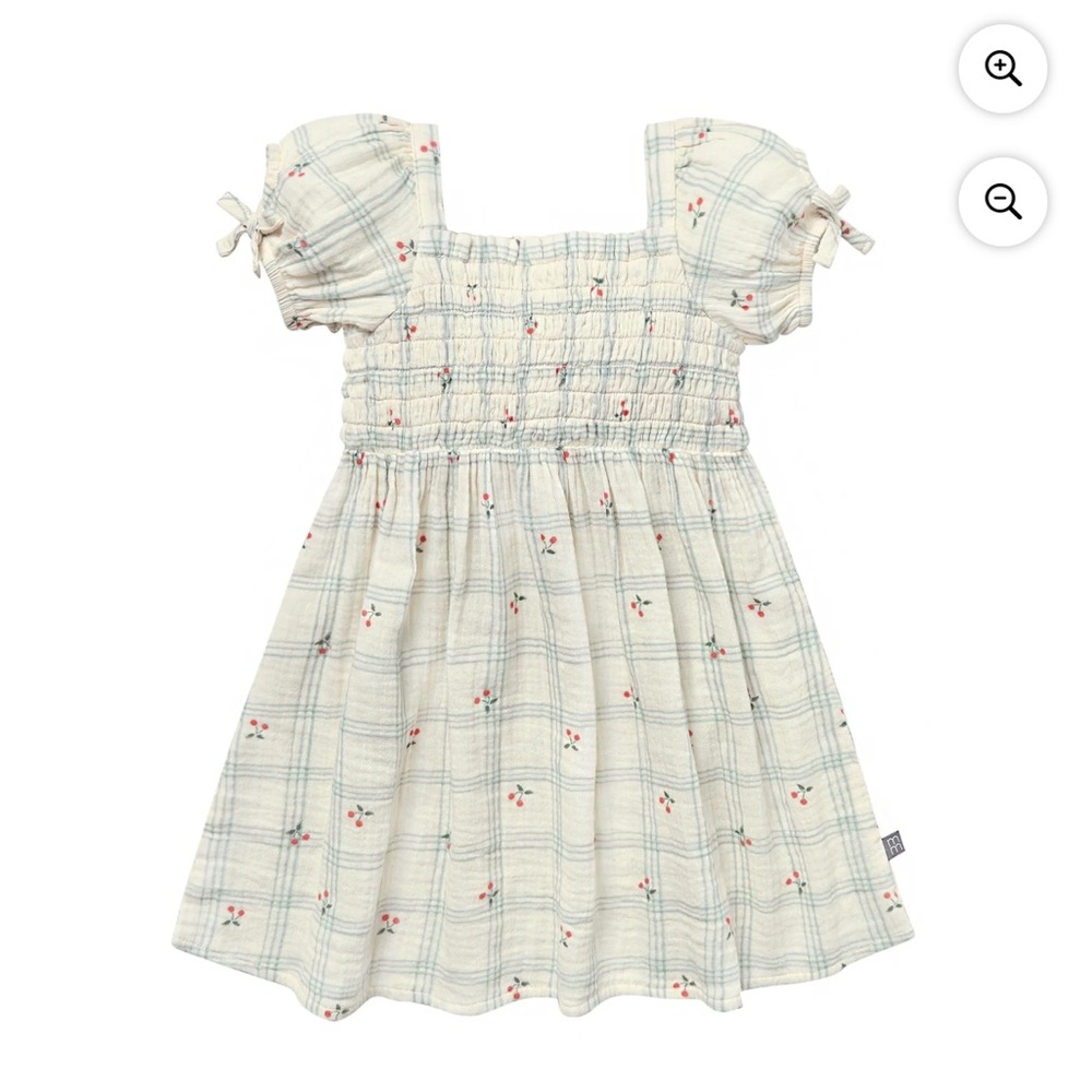 NEW WITH TAGS 12M Plaid Puff Sleeve Kids Dress